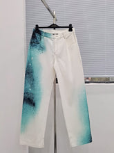 Load image into Gallery viewer, Monogram gradient blue and white denim jeans
