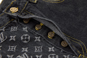 Monogram black pick patch denim