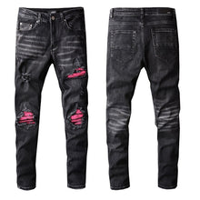 Load image into Gallery viewer, Black and pink patek denim
