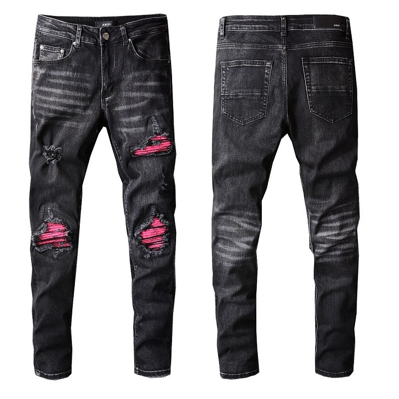 Black and pink patek denim