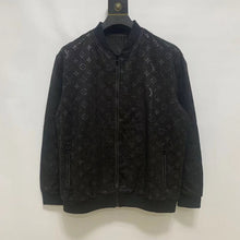 Load image into Gallery viewer, Monogram black velvet zip up set
