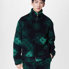 Load image into Gallery viewer, Monogram furry green zip up
