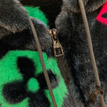 Load image into Gallery viewer, Monogram furry jumbo zip up black
