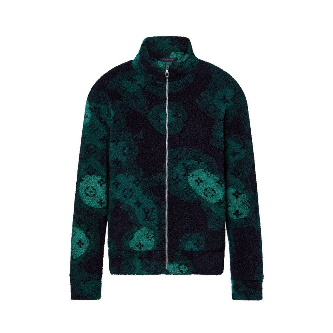 Monogram furry green zip up