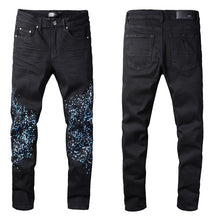 Load image into Gallery viewer, Amiri blue paint denim black
