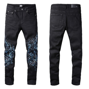 Amiri blue paint denim black