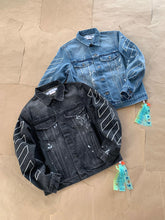 Load image into Gallery viewer, OFF denim yarn denim jacket
