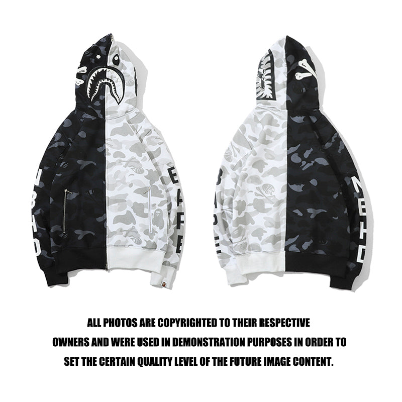 Bape pirate black and white full zip hoodie