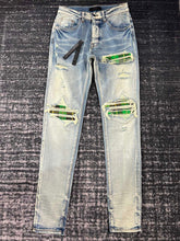 Load image into Gallery viewer, Amiri green fennel underlay denim
