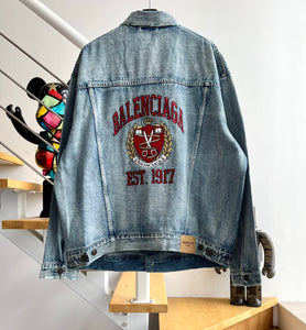 BB crest denim embroidered denim jacket