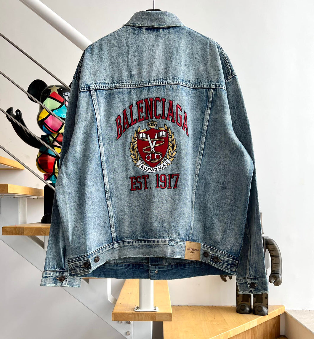 BB crest denim embroidered denim jacket