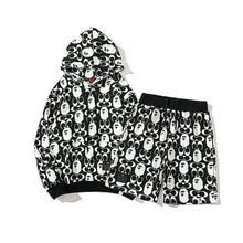 Load image into Gallery viewer, Bape black and white hoodie short set
