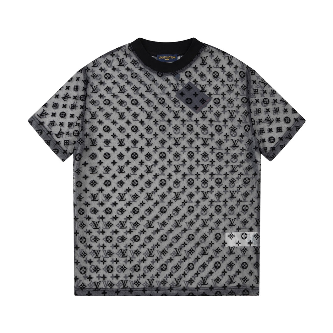 Monogram mesh black shirt