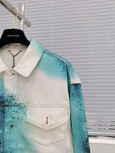 Load image into Gallery viewer, Monogram gradient blue and white denim jacket
