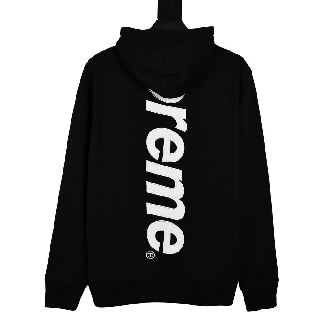 Supreme black big logo spine hoodie