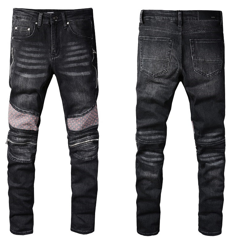 Amiri black red 2.0 zipper denim