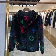 Load image into Gallery viewer, Monogram furry jumbo zip up black
