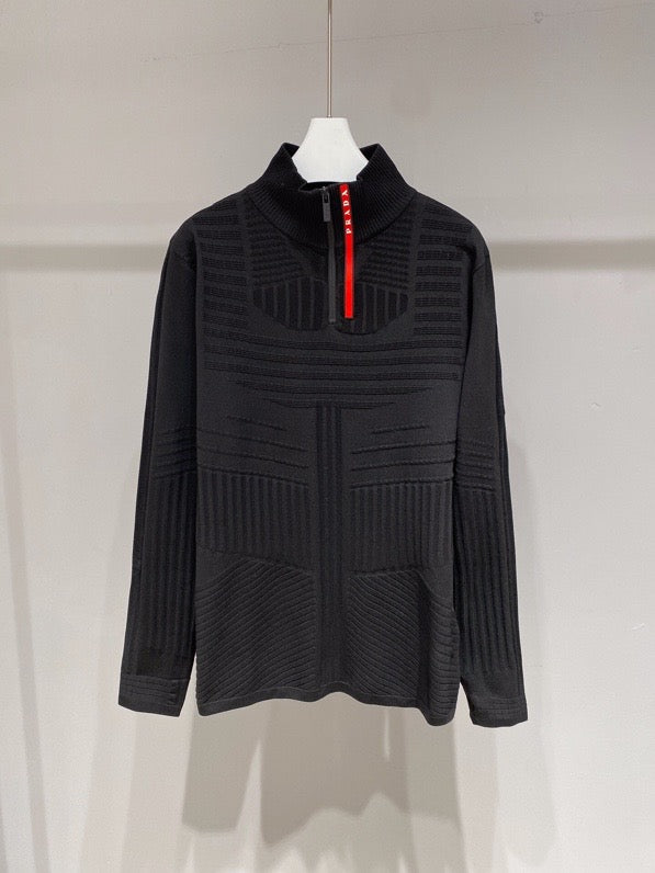 P knit long sleeve turtle zip up