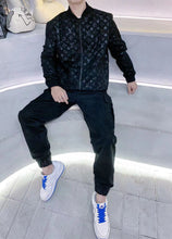 Load image into Gallery viewer, Monogram black velvet zip up set
