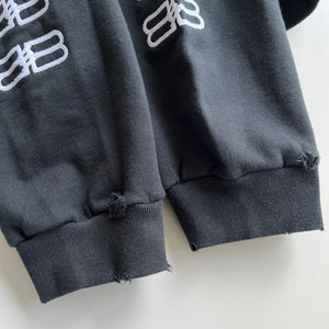 BB distressed embroidery logo zip up hoodie