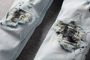 Amiri light blue black underlay denim