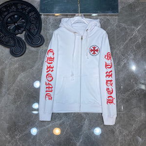 Chrome big red zip up hoodie