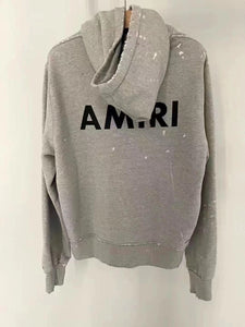 Amiri splatter paint hoodie gray