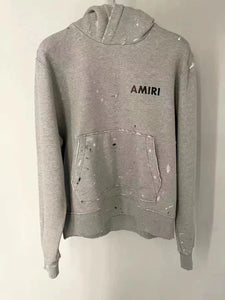 Amiri splatter paint hoodie gray