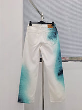 Load image into Gallery viewer, Monogram gradient blue and white denim jeans
