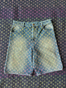 Monogram rainbow denim shorts