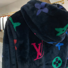 Load image into Gallery viewer, Monogram furry jumbo zip up black
