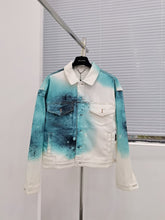 Load image into Gallery viewer, Monogram gradient blue and white denim jacket
