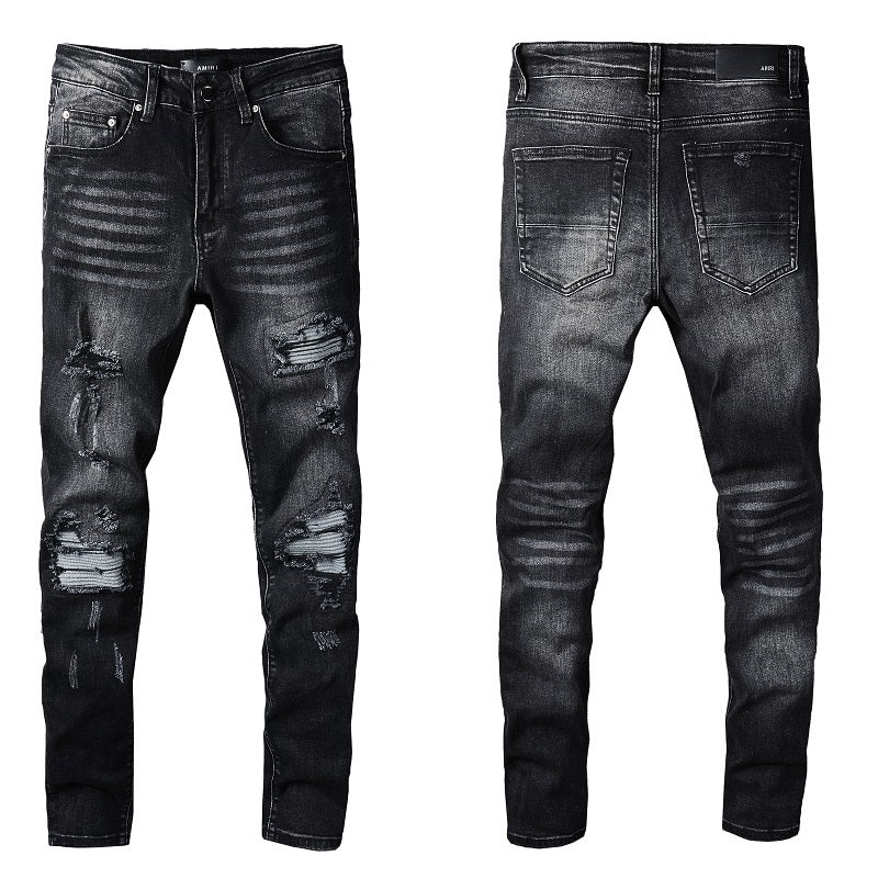 Amiri black and gray underlay denim