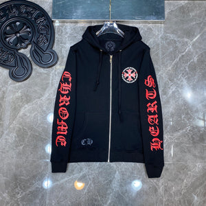 Chrome big red zip up hoodie