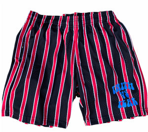 Faith vs Fear pin stripe black and red shorts