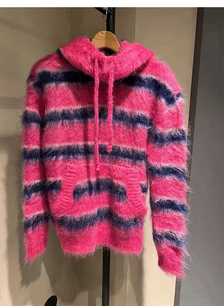 Pink mohair hoodie