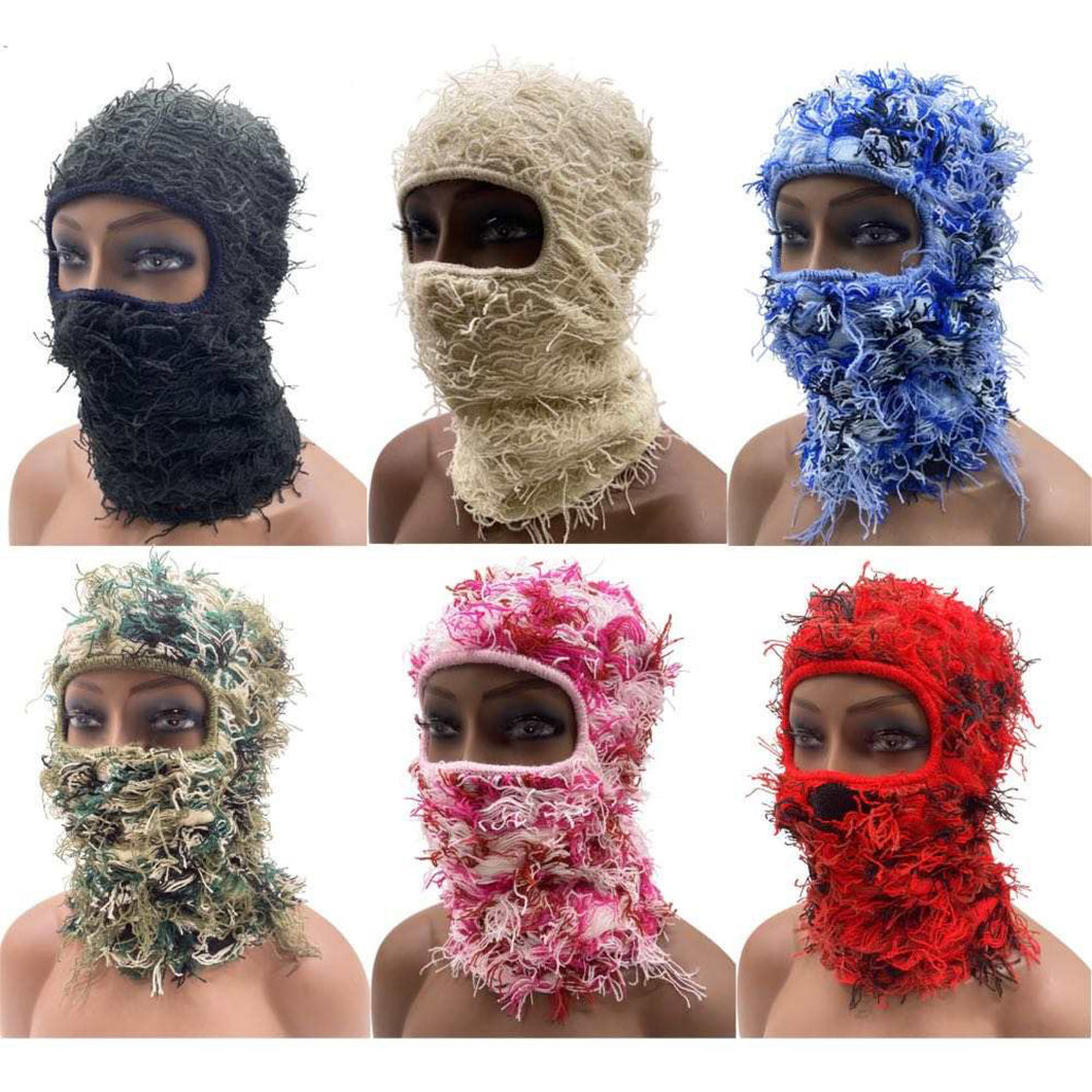 Distressed knitted balaclava