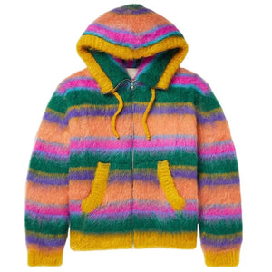 Rainbow mohair zip up hoodie