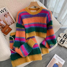 Load image into Gallery viewer, Womens crop set rainbow mohair
