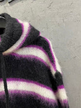 Load image into Gallery viewer, Black purple hoodie mohair
