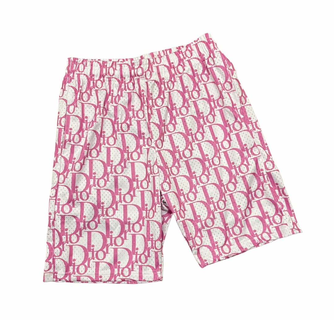 New Off Brand Dior Basketball Lightweight Shorts Pink/White Size XLarge