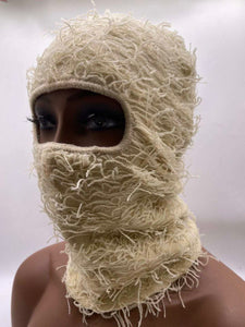 Distressed knitted balaclava