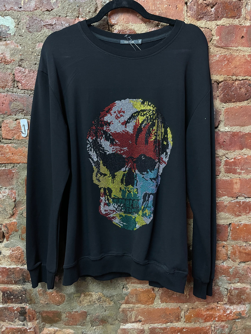 Skelton head rhinestone sweater